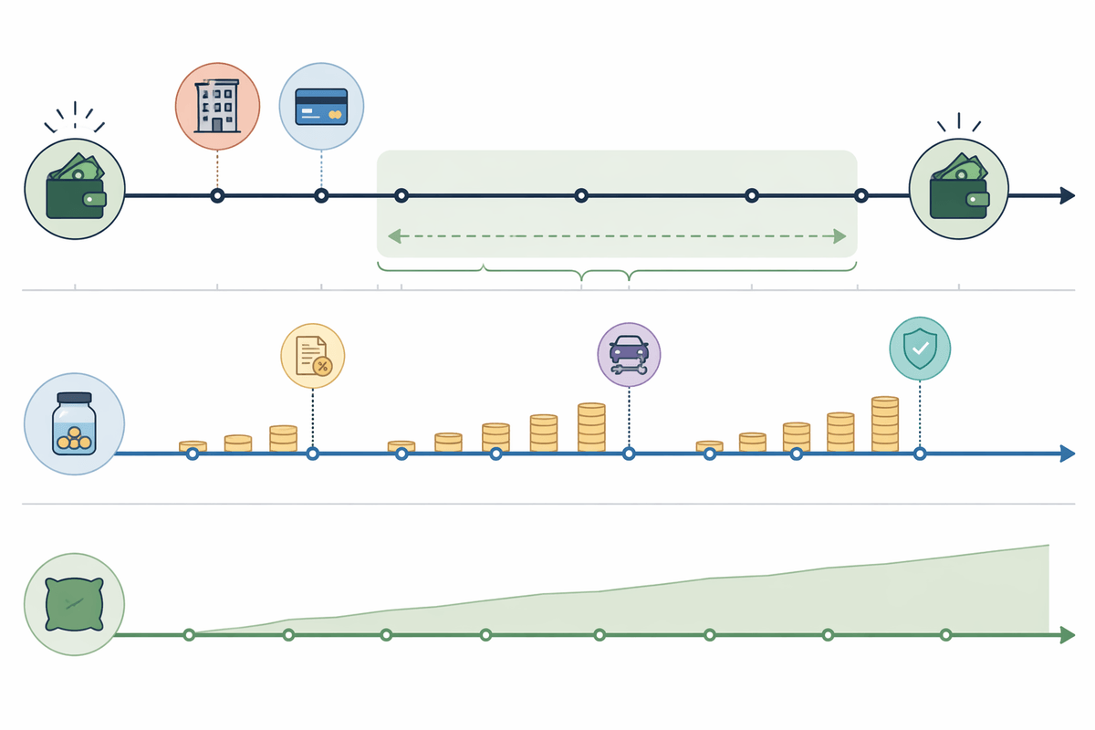 Build buffers: bill timing, sinking funds, and a paycheck cushion